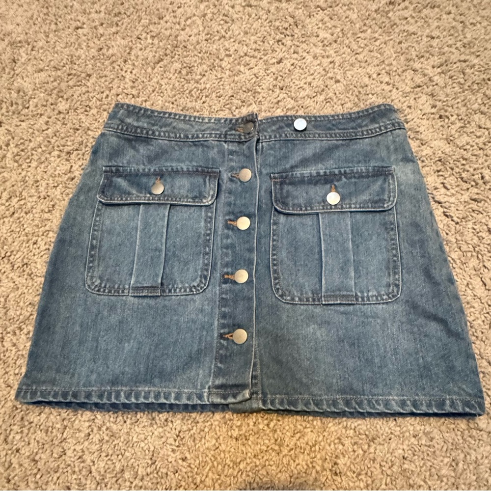 Light blue jean button up mini skirt from forever 21